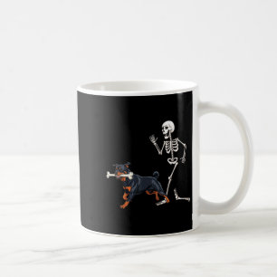Taza De Café Gracioso Rottweiler Y Skeleton De Halloween