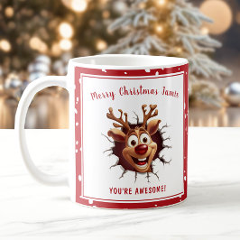 Taza De Café Gracioso Rudolph irrumpiendo en Navidades de Nombr