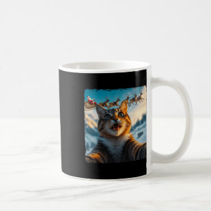 Taza De Café Gracioso Selfie De Gato Con Navidades De Santa Sle