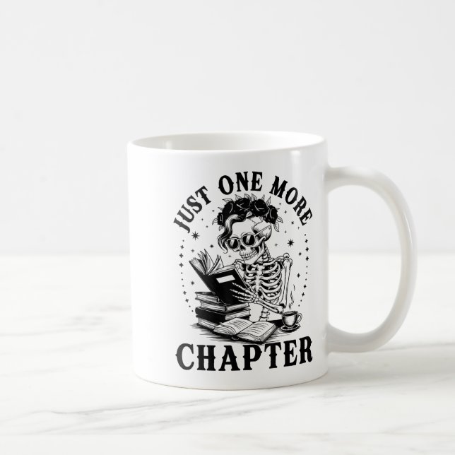Taza De Café Gracioso Skeleton leyendo libro sólo un capítulo m (Derecha)