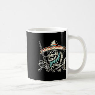 Taza De Café Gracioso Skeleton Pescado Sombrero Equipo de Pesca