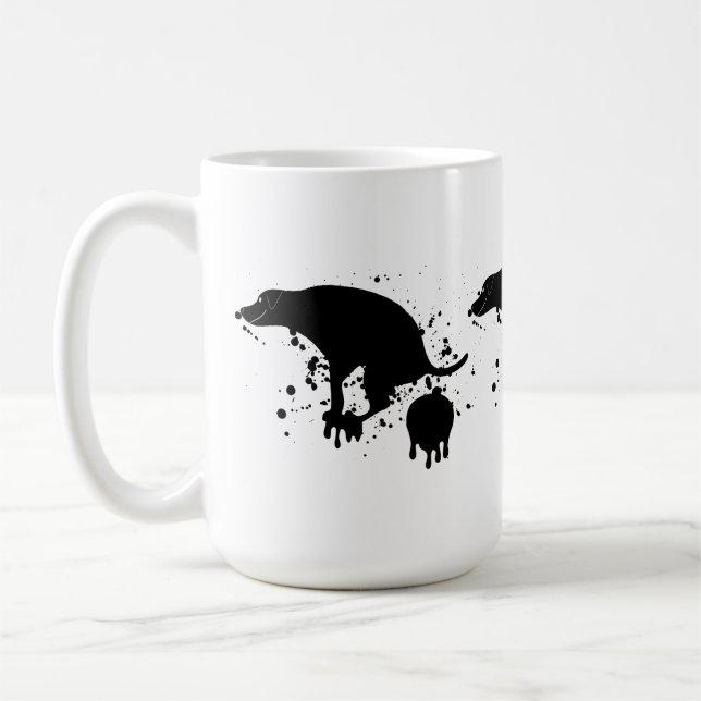 Taza De Café Gracioso Splatter Pooping Dog (Izquierda)