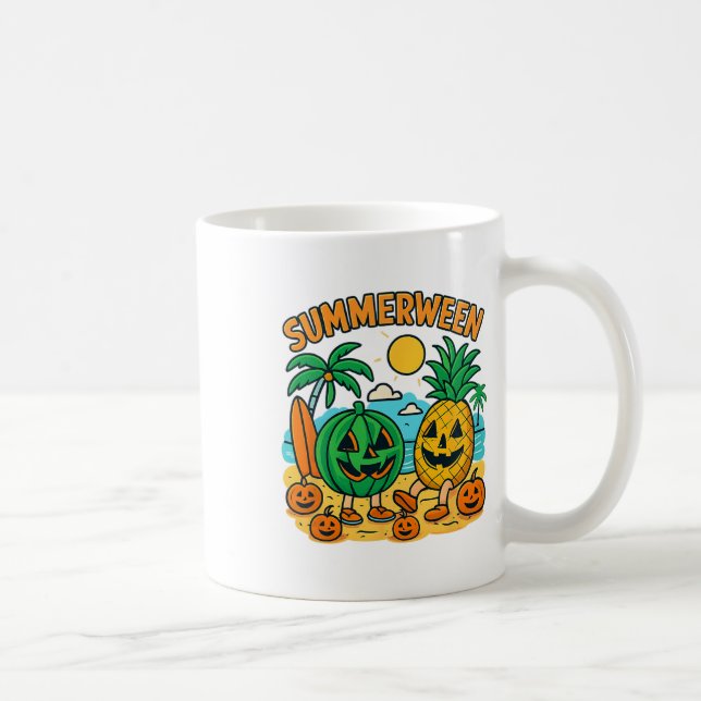 Taza De Café Gracioso Summerween Cute Watermelon Y Pineapple Be (Derecha)