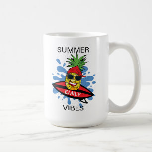 Taza De Café Gracioso Surfing Pineapple Coffee Mug