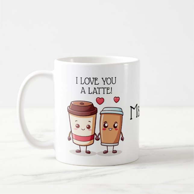 Taza De Café Gracioso Te Amo A Latte (Izquierda)