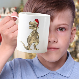 Taza De Café Gracioso Tirano Rex Santa Dinosaur Elf