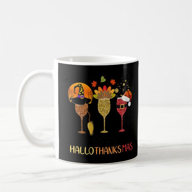 Taza De Café Gracioso vino Hallothanksmas Halloween Día de Acci (Izquierda)