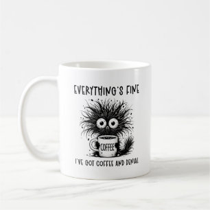 Taza De Café Gracioso y ansioso café gato todo está bien