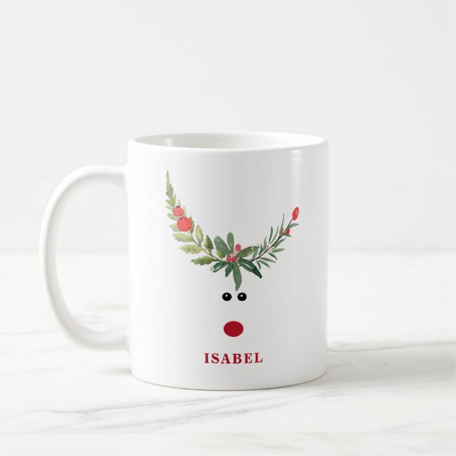 Taza De Café Gracioso y caprichoso reindeo alegría café persona (Izquierda)