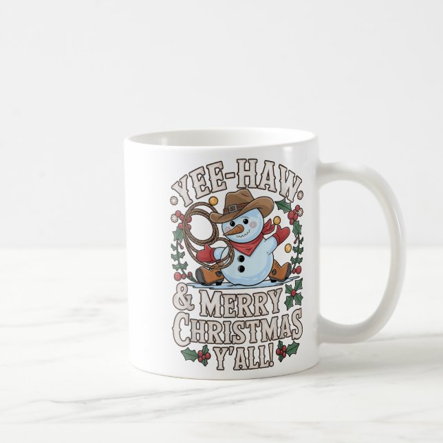 Taza De Café Gracioso Yee Haw Merry Christmas Y'all Xmas Cute C (Derecha)