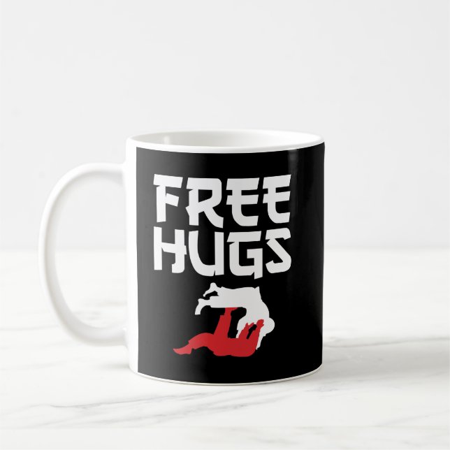 Taza De Café Graciosos abrazos gratis a BJJ Jiu-Jitsu derribado (Izquierda)