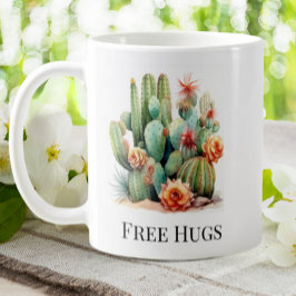 Taza De Café Graciosos Cactus Abrazos Gratuitos Plantas De Jard