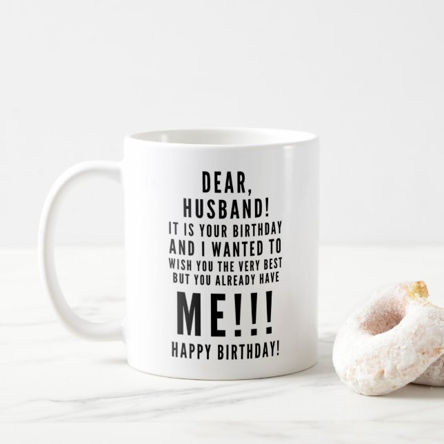 Taza De Café Graciosos deseos de cumpleaños sarcásticos para el (Con donut)