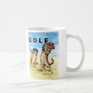 Taza De Café Graciosos Gatos Jugando Diseño De Caddy Golf