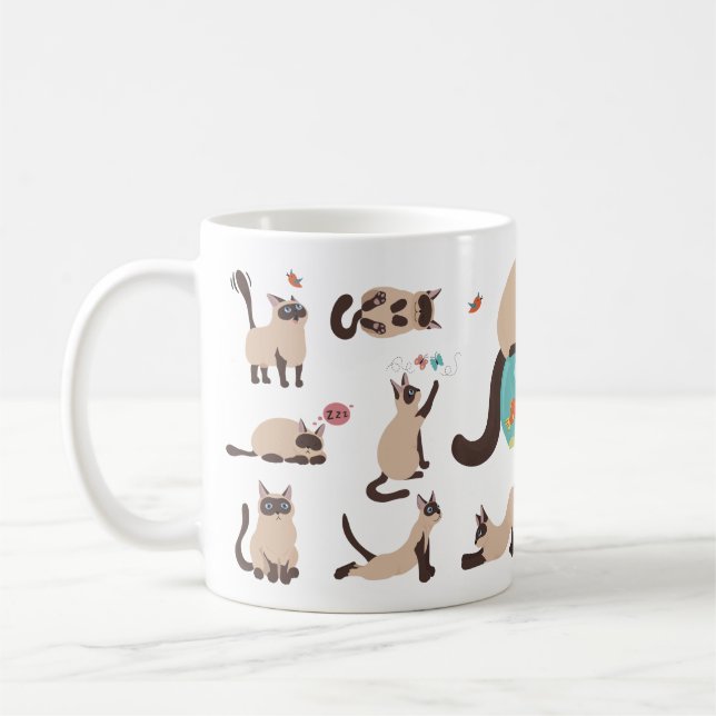 Taza De Café Graciosos gatos siameses (Izquierda)