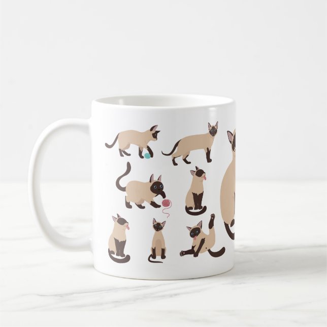 Taza De Café Graciosos gatos siameses (Izquierda)