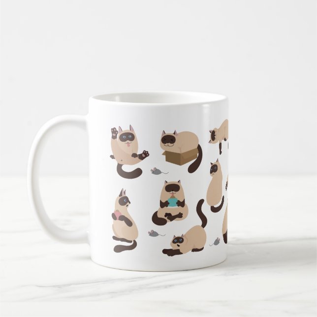 Taza De Café Graciosos gatos siameses (Izquierda)