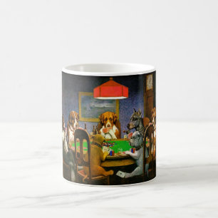 Taza De Café Graciosos perros de época jugando al póquer