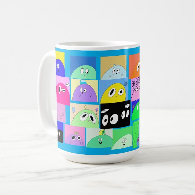 Taza De Café Graciosos Personalizados de blobs agudos y tristes (Anverso izquierdo)