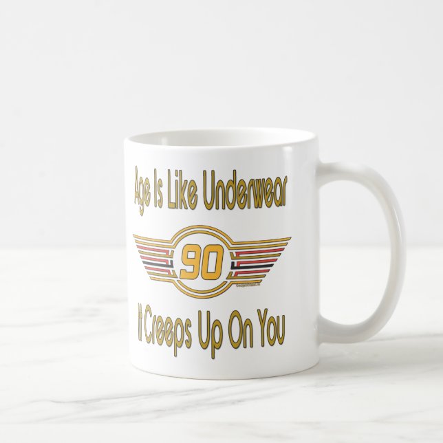 Taza De Café Graciosos regalos de cumpleaños número 90. La edad (Derecha)