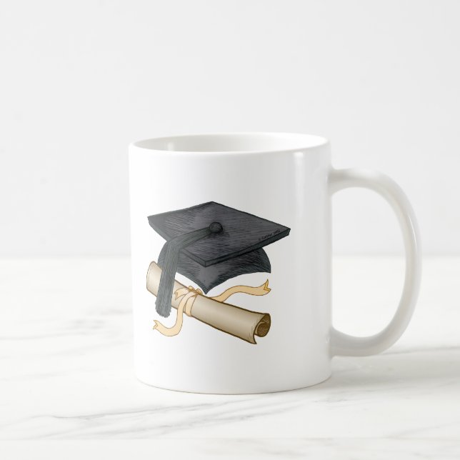 Taza De Café Grad Cap Diploma personalizado mug (Derecha)