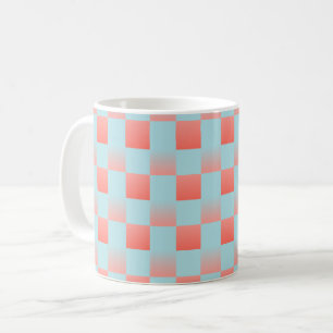 Taza De Café Gradiente a cuadros con estilo polvo azul coral ro