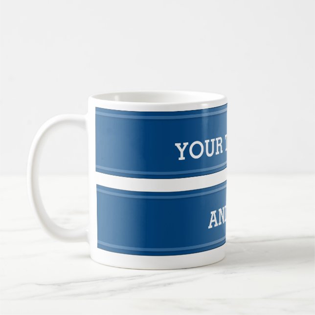 Taza De Café Gradiente azul BANNER + tu texto (Izquierda)