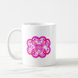 Taza De Café Gradiente Corazón Rosa&Púrpura Forma Abstracta Pat