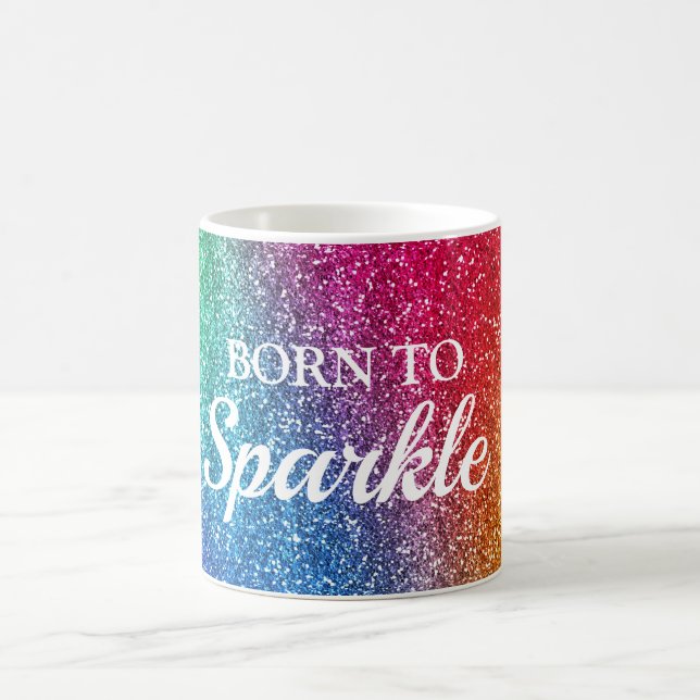 Taza De Café Gradiente de Arcoíris Brillante con Glitter Nacida (Centro)