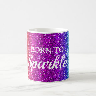 Taza De Café Gradiente de Arcoíris Brillante con Purpurina Naci
