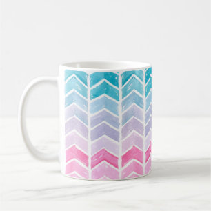 Taza De Café Gradiente de color de agua pintado a mano azul geo
