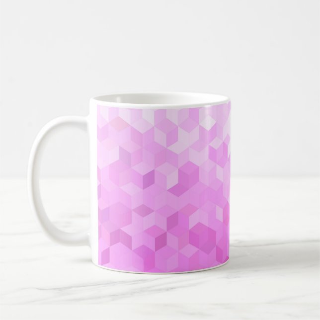 Taza De Café Gradiente de Cubo Femenino Rosa Fucsia Abstracto M (Izquierda)