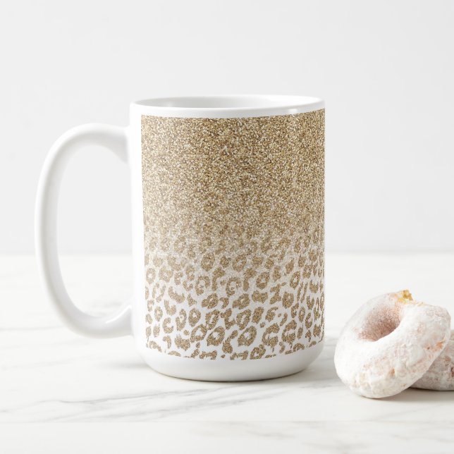 Taza De Café Gradiente de impresión de leopardo y Purpurina de  (Con donut)