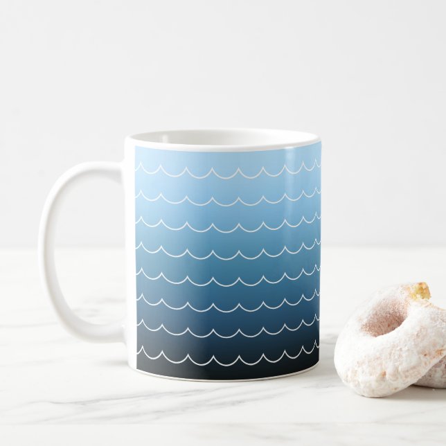 Taza De Café Gradiente de patrón de onda azul moderno (Con donut)