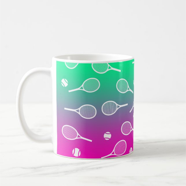 Taza De Café Gradiente de patrón de raquetas de tenis retro bla (Izquierda)