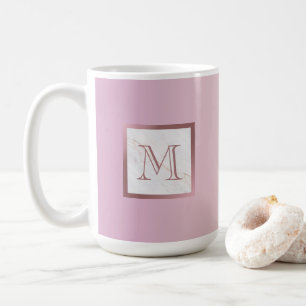 Taza De Café Gradiente de vainilla rosada de monograma de mármo