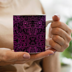 Taza De Café Gradiente floral rosado negro