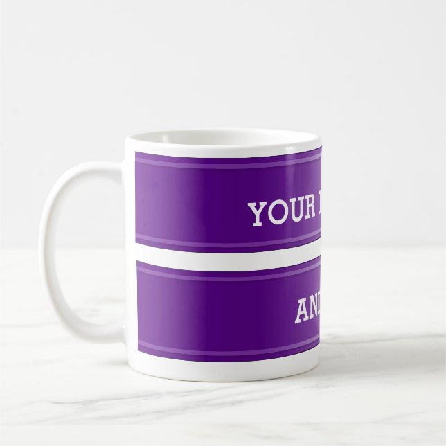 Taza De Café Gradiente morado de BANNER + tu texto (Izquierda)