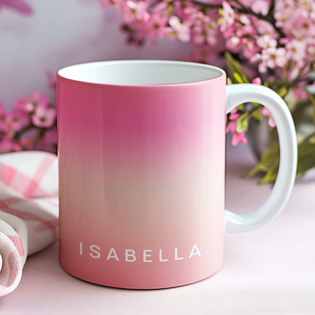 Taza De Café Gradiente Ombre Rosa de Rubor rosa moderno Persona (Subido por el creador)