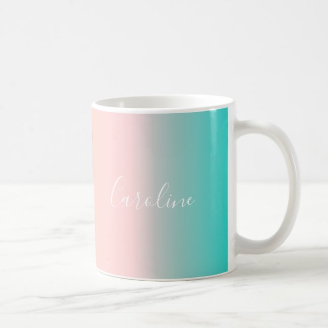 Taza De Café Gradiente Pastel de verano | Nombre de guión perso (Derecha)