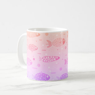 Taza De Café Gradiente Patrón de peces de la puesta de sol mode