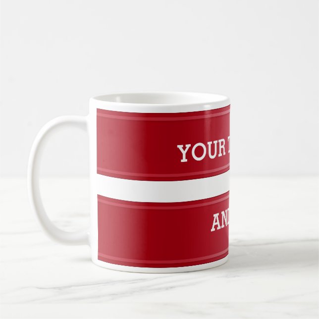 Taza De Café Gradiente rojo de BANNER + tu texto (Izquierda)