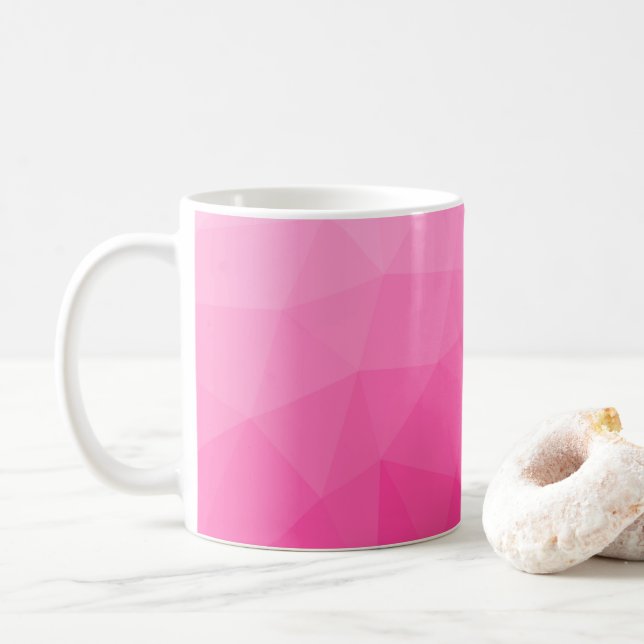 Taza De Café Gradiente rosa caliente Patrón de malla geométrica (Con donut)