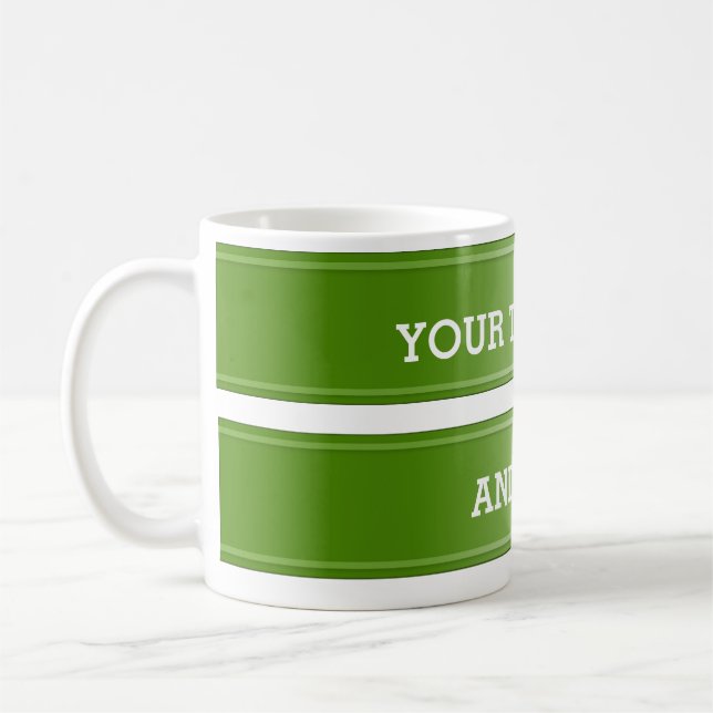 Taza De Café Gradiente verde oliva de BANNER + tu texto (Izquierda)