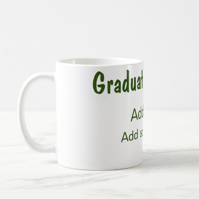 Taza De Café Graduación 20XX añadir nombre de año escuela verde (Izquierda)