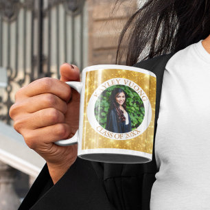 Taza De Café Graduación Brillo Dorado Foto Personalizada de Últ