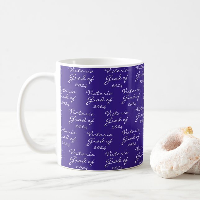 Taza De Café Graduación Café Grad personalizado púrpura (Con donut)