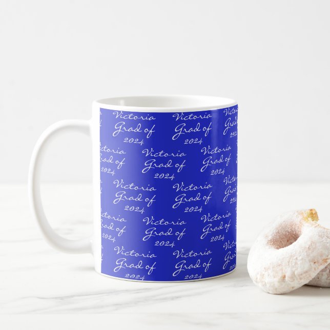 Taza De Café Graduación Café Grad Personalizado Royal Blue (Con donut)