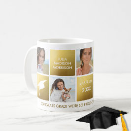 Taza De Café Graduación Collage de fotos Clase de oro de 20XX P
