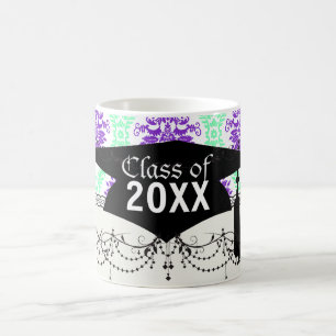 Taza De Café graduación de damasco morado y verde